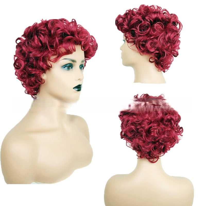 Coolhair Wig Short Curly African Blast Hair Small Curly Hair and Fashionable Synthetic Fiber Head Cover