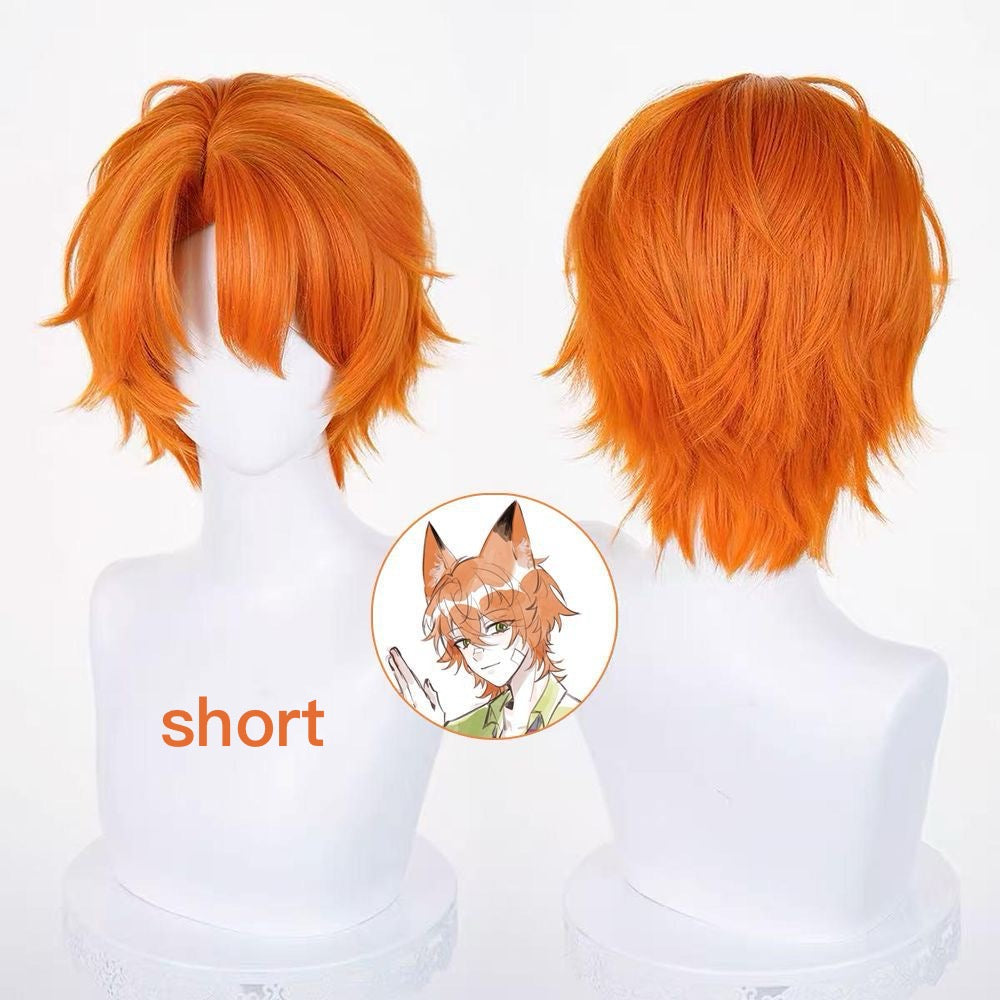 Zootopia Wig Fox Nick Cosplay Wig Big Top Wolf Tail Orange