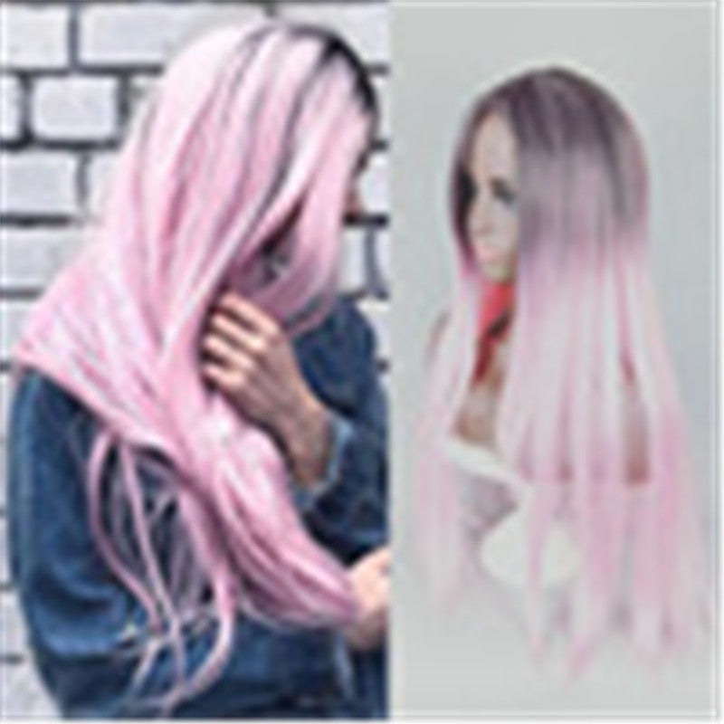 Hot Selling Body Wave Synthetic Wig for Women with Long Hair Gradient Color Heat Resistant and Natural Hairline Headband