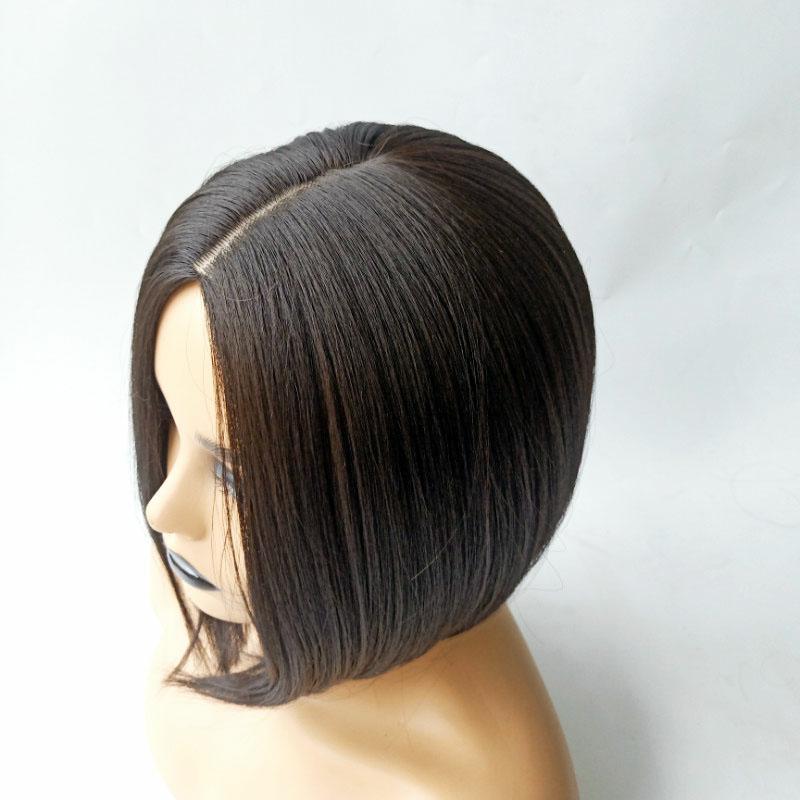 European American Fashion Short Straight Bob Wig Women Coolhair Dark Brown Natural Hairline 100% Density High Temperature