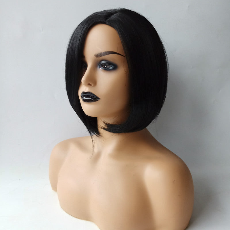 Wigs for women, short straight hair, side split, bobo hairstyle, synthetic headband, wigs, source of goods
