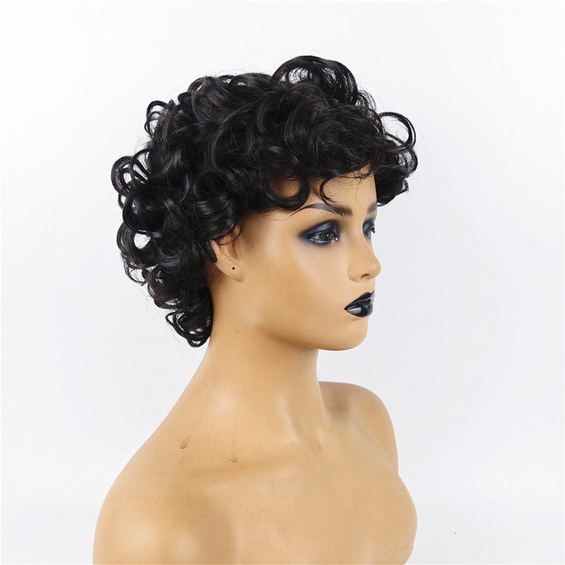 Coolhair Wig Short Curly African Blast Hair Small Curly Hair and Fashionable Synthetic Fiber Head Cover