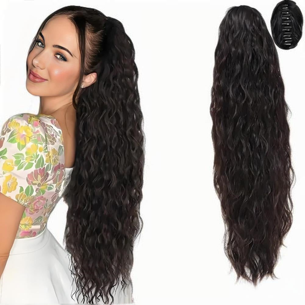 Coolhair Wig Wholesale Fluffy Corn Roll Drawstring Ponytail Ponytail Water Wave Wig Synthetic Hair for Women