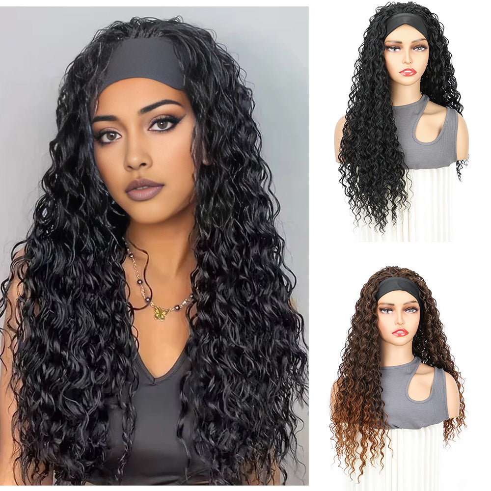 Wholesale Coolhair Wig Raw Cuticle Aligned Water Wave Hair None Lace Wigs for Black Women Glueless Headband Wig