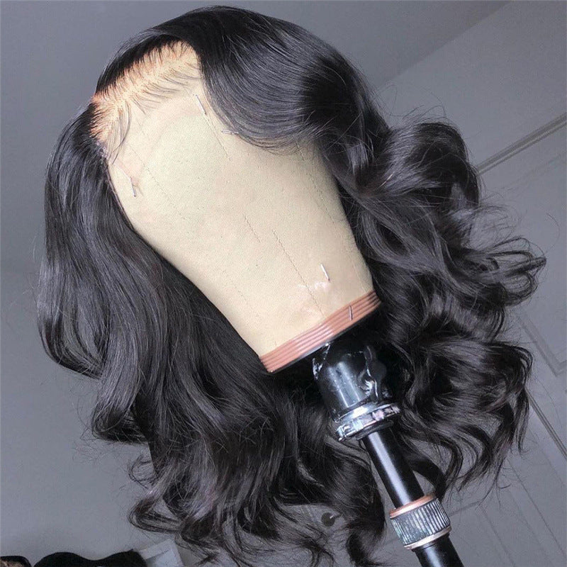 Body Wave Small Dark Brown High Temperature Fiber Frontal Wig Natural Coolhair 100% Density Customizable Packaging Beauty Salon