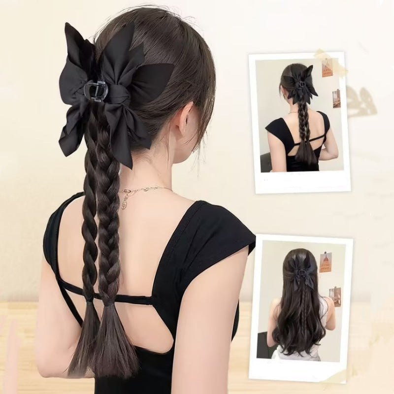 Coolhair Wig Tiktok New Design Wig Braid Hair Claw Clips Fashion Flower Twist Braid Hair High Ponytail Sweet Cool Hair Claw