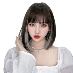 Coolhair Wig Cross-Border Small Women Ear-Hanging Short Bob Bangs Short Straight Hair Fashion Synthetic Wig
