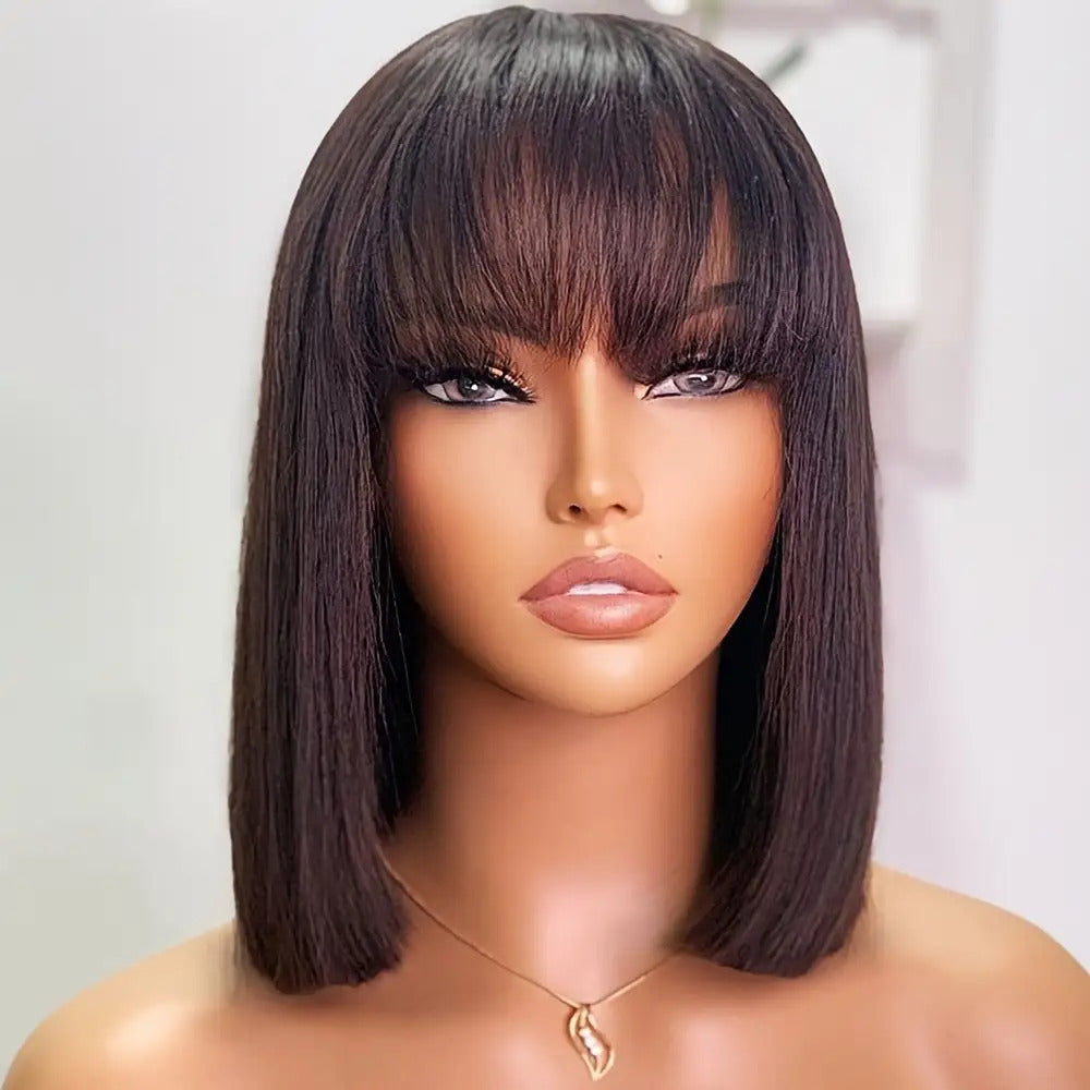 Elegant Short Hair Density Natural Black Daily Full Mechanism Wigs Multifunctional Short Straight Hair