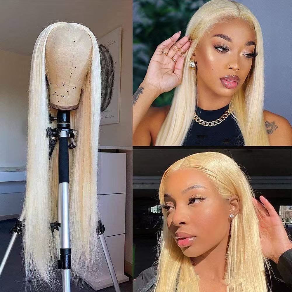Coolhair Wig Honey Blonde Straight Lace Frontal Wigs Hd Transparent Full Lace Wig Raw Human Hair 200% Density for Black Women