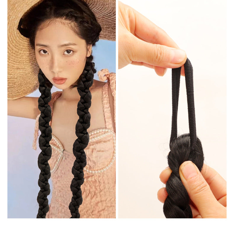 Synthetic Long Ponytail Hair Coolhair Wig African Dirty Braid Wig New Twisted Braid Single Double Ponytail Wig