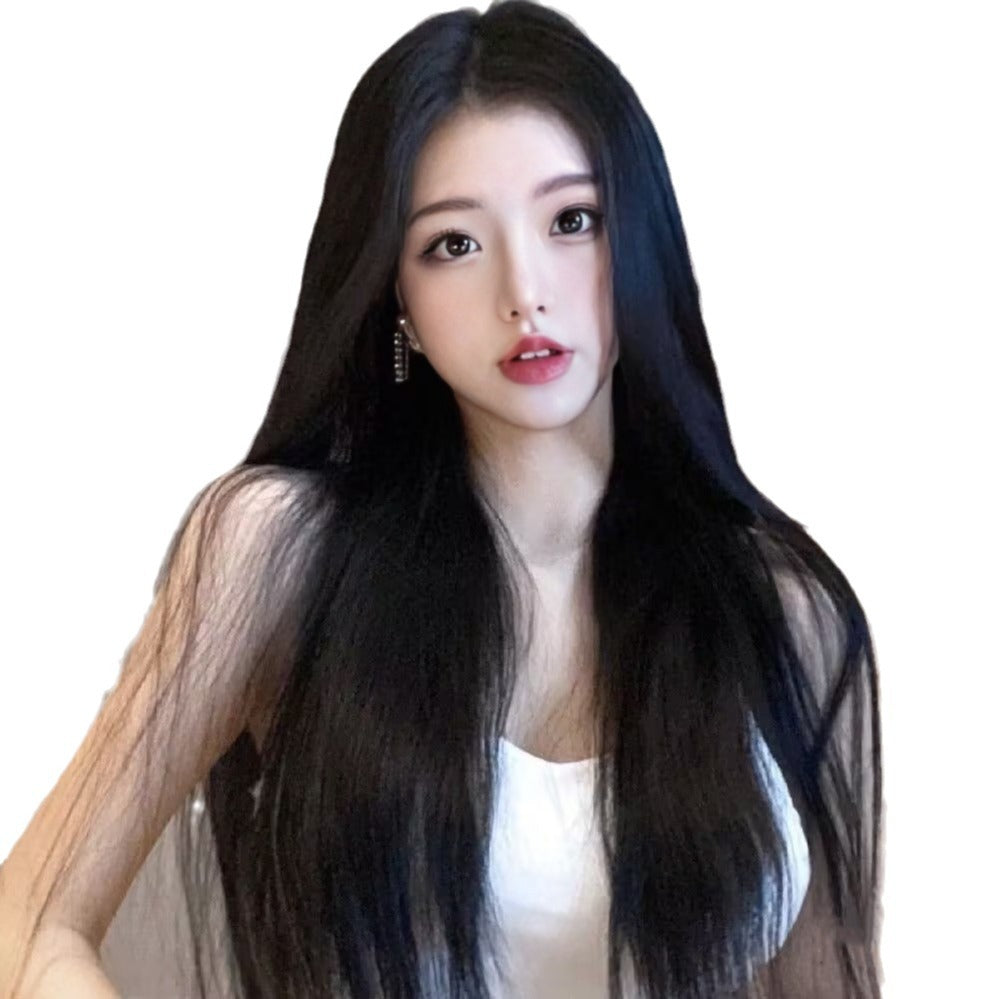 Wig for Women Small Waist Length Body Wave High-temperature Silk Mechanism Button Mesh Full Top Headband 100% Density Natural