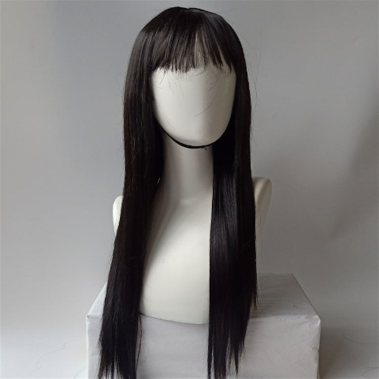 Wig Female Invisible Breathable Body Wave air Bangs Internet Famous Fluffy Natural Long Hair Trimming Face Full Head Cover Small