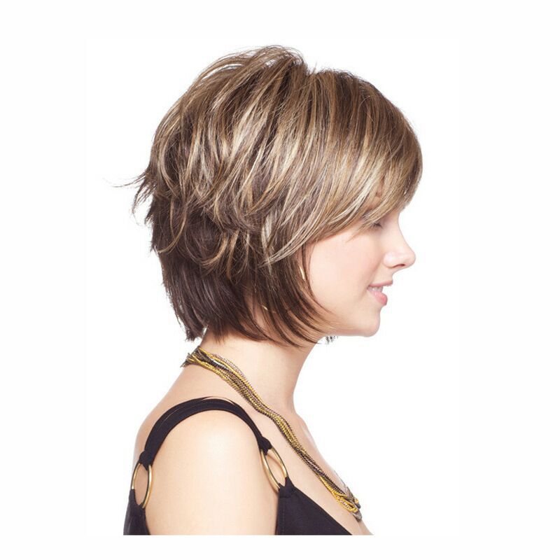 Coolhair Wig High Quality Heat Resistant Women Mechanism Synthetic Wig with Bang Layered Short Wig for Women