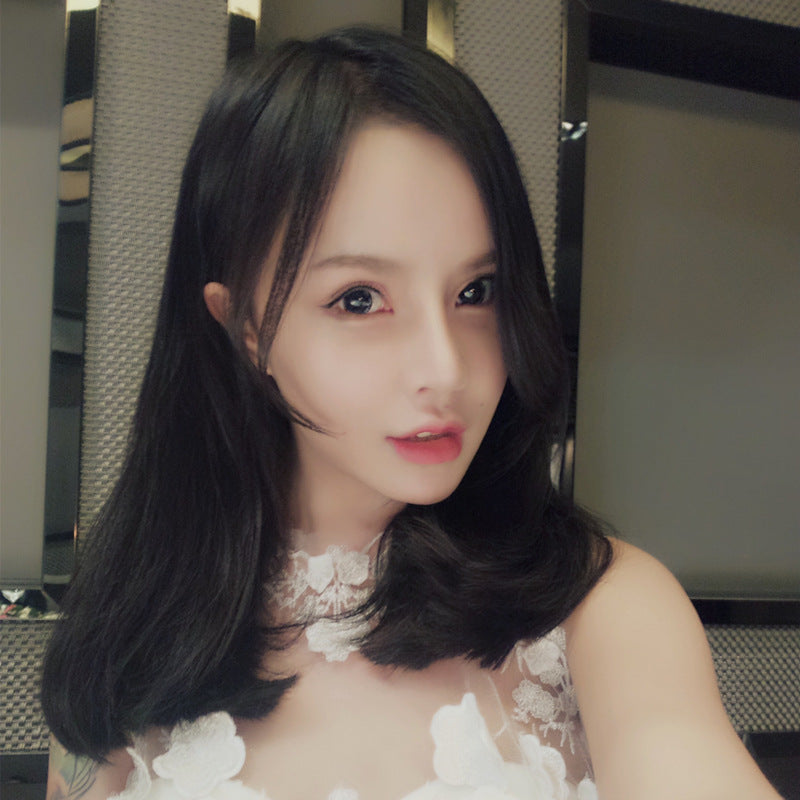 Wig medium long hair fluffy long curly hair feminine temperament face repair synthetic wig female