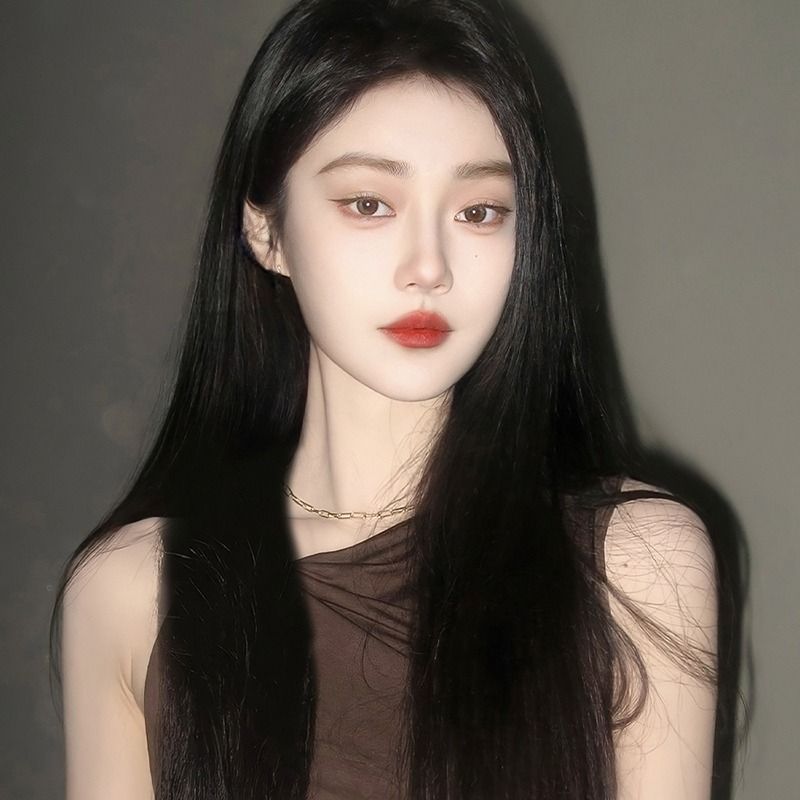 Black Medium Long Straight Wigs Ladies Chemical Fiber Coolhair Wig High Temperature Silk Synthetic Hair Wigs