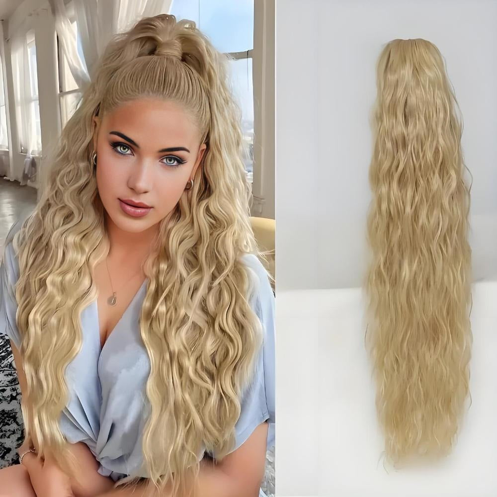 Coolhair Wig Wholesale Fluffy Corn Roll Drawstring Ponytail Ponytail Water Wave Wig Synthetic Hair for Women