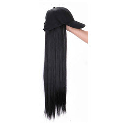 Wig Women's European and American Foreign Trade Wig Hat Integrated Black Long Straight Fiber Women's Headset