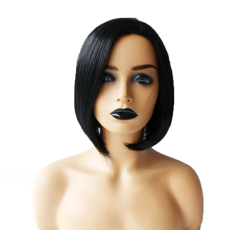 Wigs for women, short straight hair, side split, bobo hairstyle, synthetic headband, wigs, source of goods