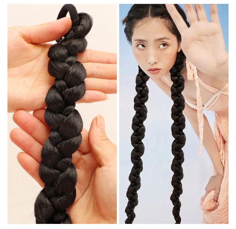 Synthetic Long Ponytail Hair Coolhair Wig African Dirty Braid Wig New Twisted Braid Single Double Ponytail Wig
