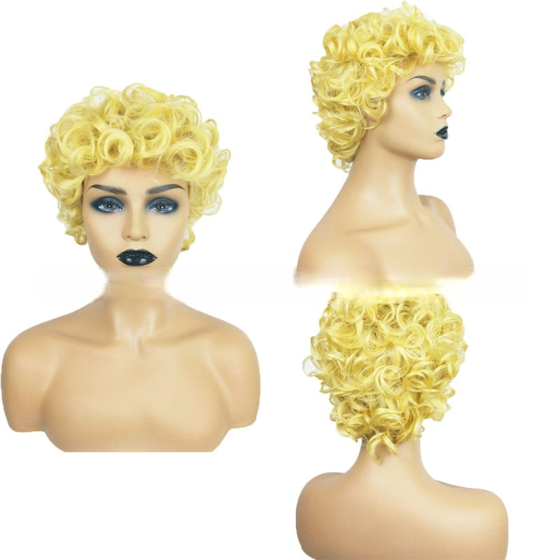 Coolhair Wig Short Curly African Blast Hair Small Curly Hair and Fashionable Synthetic Fiber Head Cover