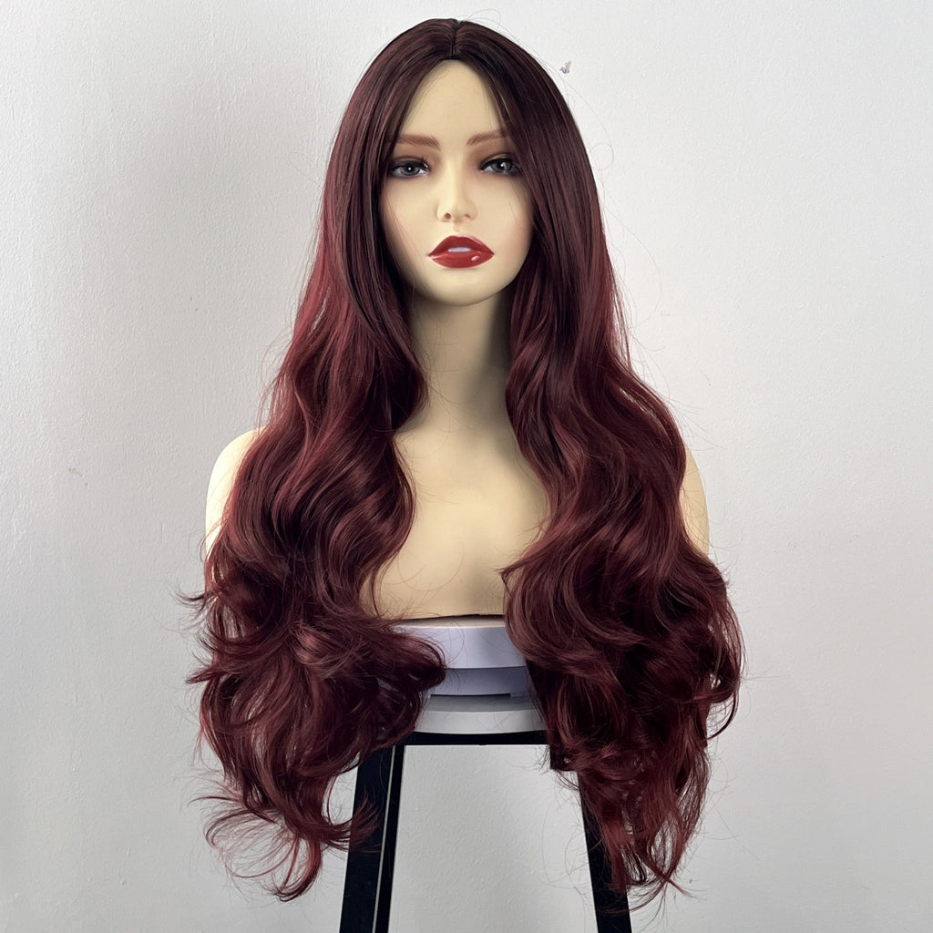 European American Body Wave Full Head Cover Women Breathable Wig 100% Density Natural Hairline Heat Resistant Gradient
