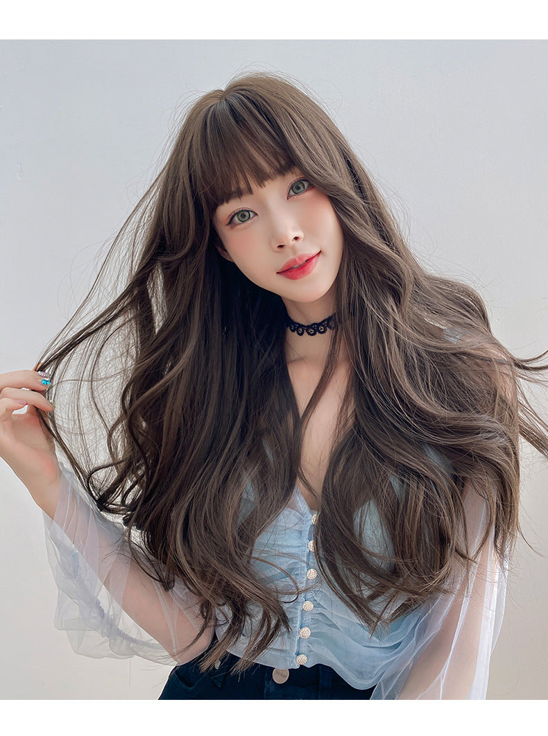 Coolhair Wig Long Brown Wig Wholesale Natural Layer Straight Wig With Bangs Heat Resistant Fibre Synthetic Hair for Daily Party