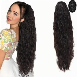 Coolhair Wig Wholesale Fluffy Corn Roll Drawstring Ponytail Ponytail Water Wave Wig Synthetic Hair for Women