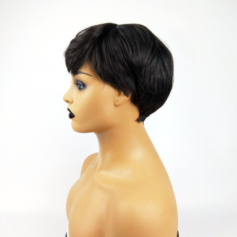 Coolhair Straight Brown Synthetic Hair Wig Bangs Short Pixie Cut Women's Heat Resistant 100% Density