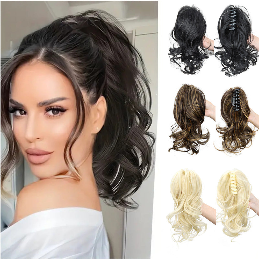 Coolhair Wholesale Small 100% Density Heat Resistant Long Curly Wavy Synthetic Ponytail Wig Extensions Drawstring Ponytails