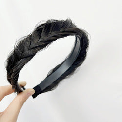 Wigs, women's hand woven fishbone braids, hair bands, integrated height increasing headpieces, manufacturer in stock