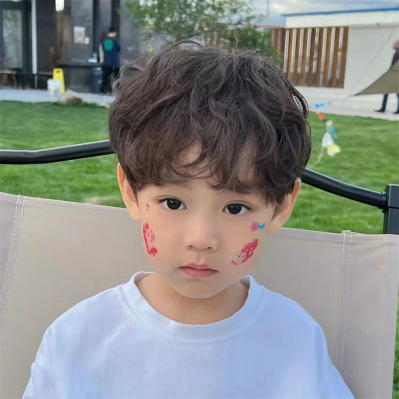 Coolhair Wig Short Brown Boy's Hair Extensions Synthetic Layered Short Kinky Curl Kids Wig Natural Fluffy Cosplay Daily Wear