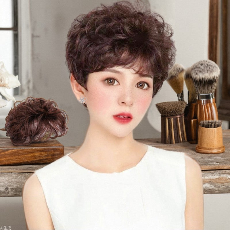 Women's Head Replacement Block New Middle aged and Elderly Mom's Short Curling Block for Whitening