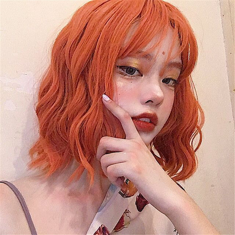 Manufacturer In-stock Wholesale Coolhair Wig Fashion Orange Air Bang Wig Body Wave Machine Made