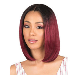 Coolhair Wig Mid Split Black Gradient Wine Red Bobo Wigs Female Short Straight Hair Black Gradient Wine Red Wigs