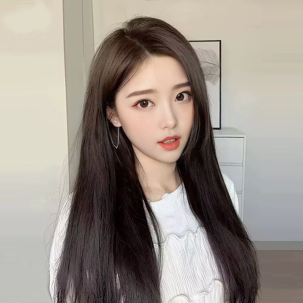 Wig for Women Small Waist Length Body Wave High-temperature Silk Mechanism Button Mesh Full Top Headband 100% Density Natural