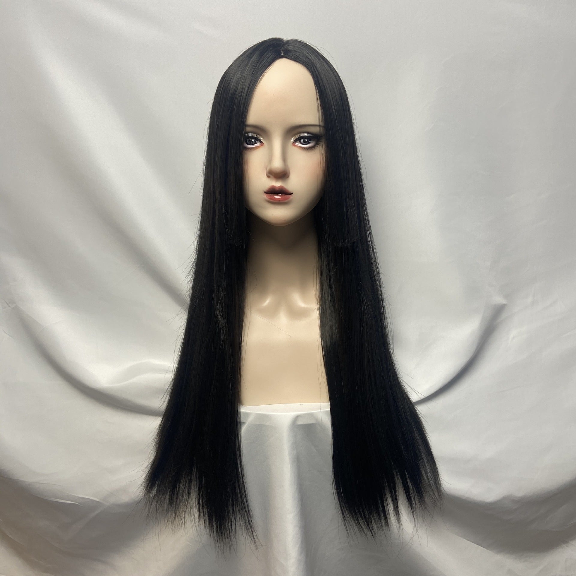 Wig for Women Small Waist Length Body Wave High-temperature Silk Mechanism Button Mesh Full Top Headband 100% Density Natural