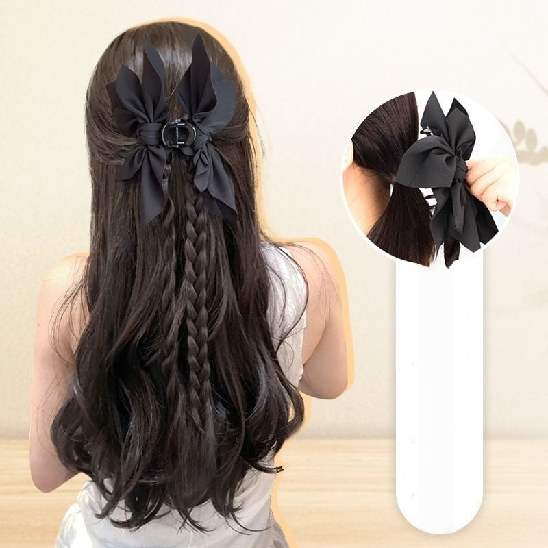 Coolhair Wig Tiktok New Design Wig Braid Hair Claw Clips Fashion Flower Twist Braid Hair High Ponytail Sweet Cool Hair Claw