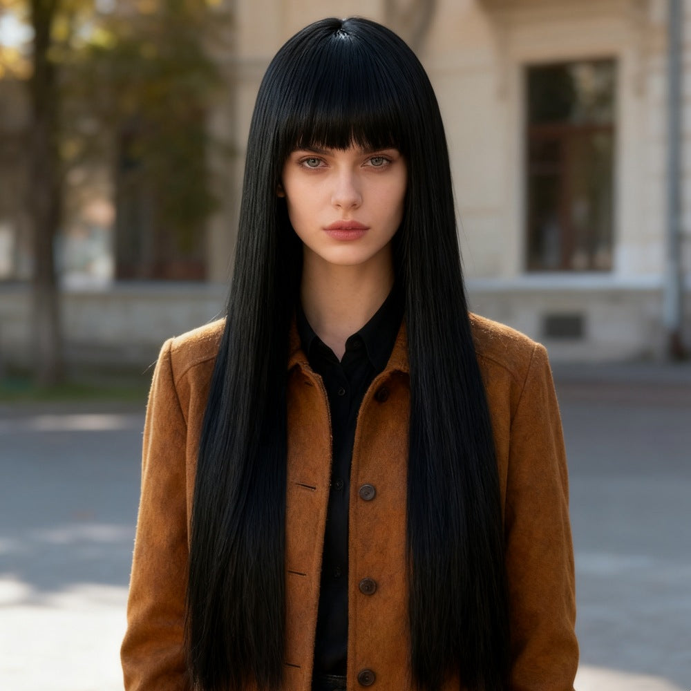 Coolhair Wig 26 Inch Long Straight Black Wigs for Women Synthetic Black Straight Wig Looking Natural Daily Party Cosplay Use