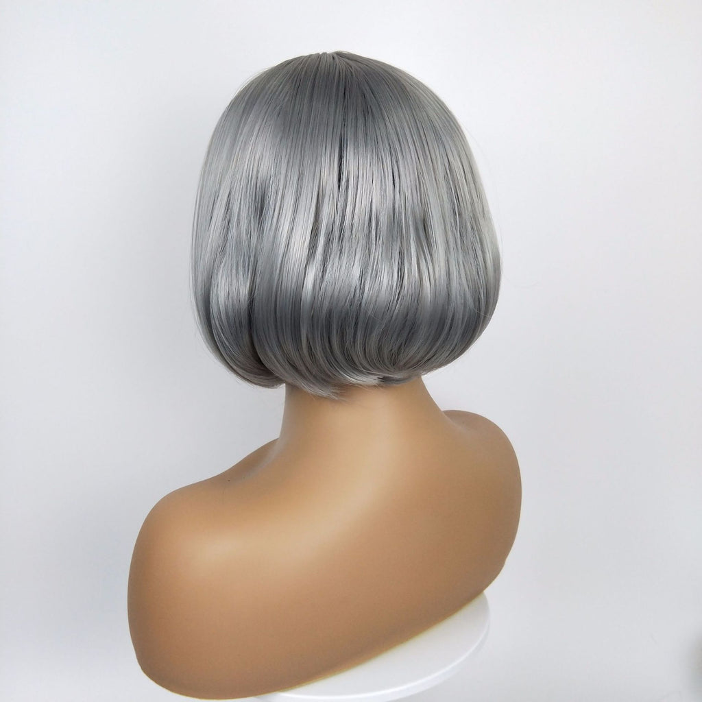 Coolhair Wig 13*6 Lace Wig Gray Silver Mix High Quality Smooth Fiber Bob Short Straight Hair Soft Breathable Real Photo