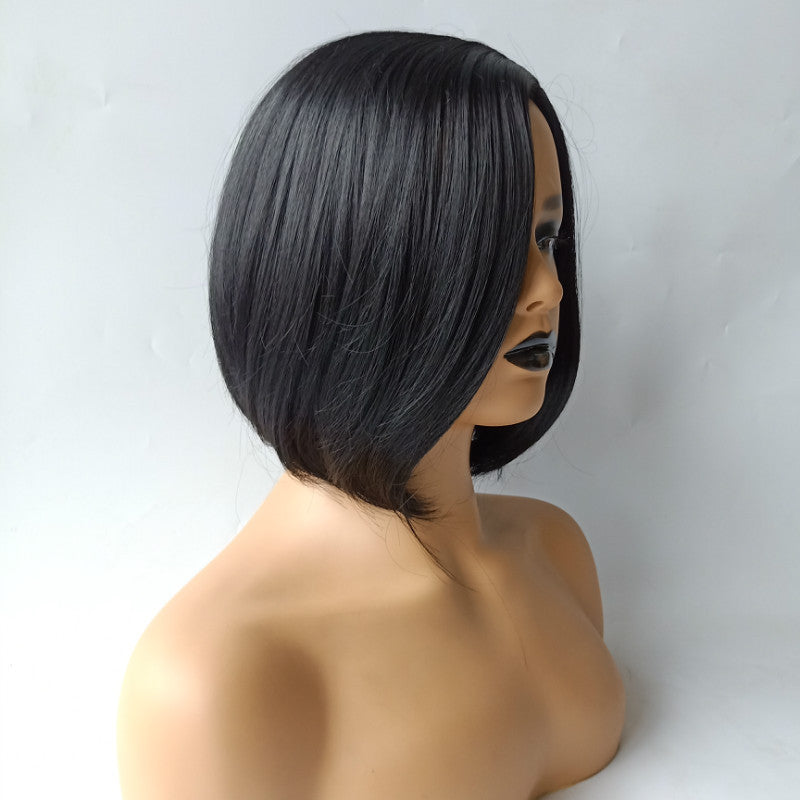 Wigs for women, short straight hair, side split, bobo hairstyle, synthetic headband, wigs, source of goods