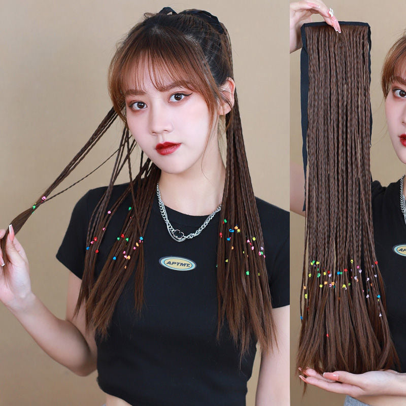 Fashion Trend Colorful Braids Style Coolhair Wig Synthetic Hair Extensions Wrap Around Ponytail for Women