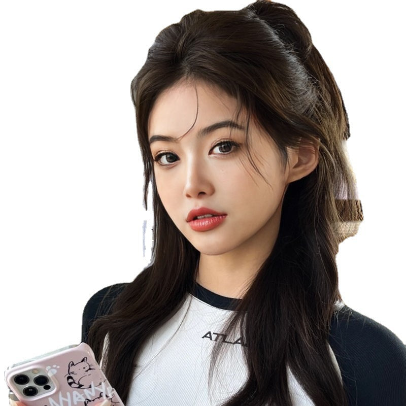 Adjustable Hand Tied Ponytail Simulation Hair High Skull Top Half Tied Waterfall Curly Hair Grasping Clip Long Curly Hair Wig