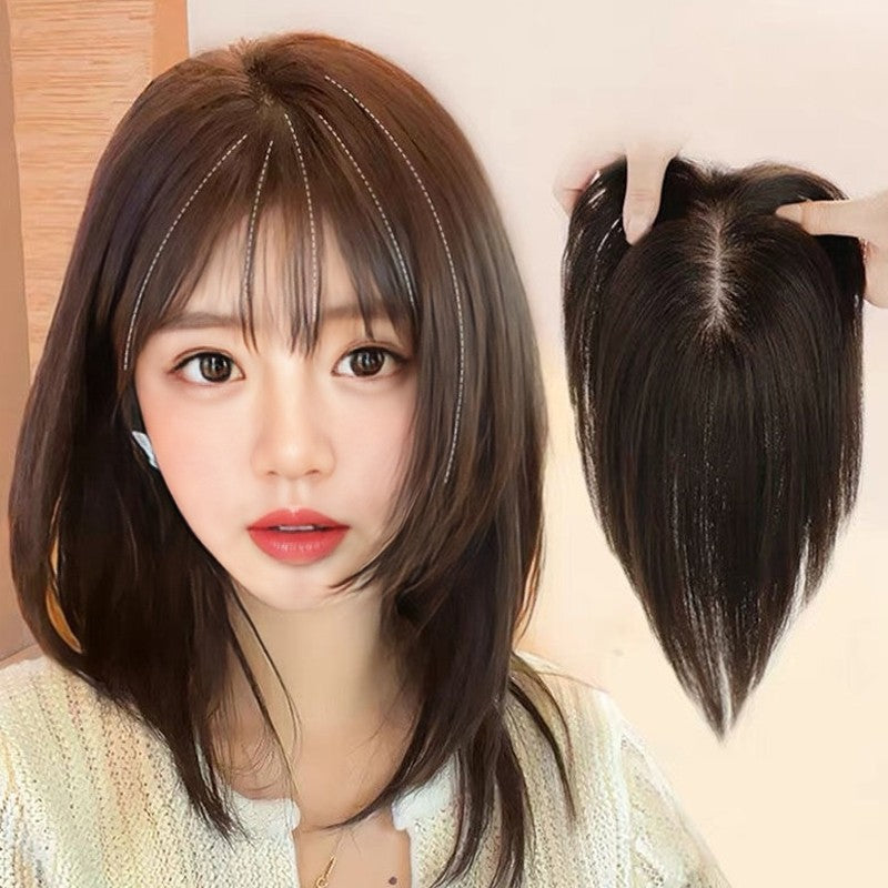 Coolhair Wig Hair Bangs Women's High-Temp Synthetic Straight Hair Topper with Fluffy Side Bangs Versatile Style for Party Wear