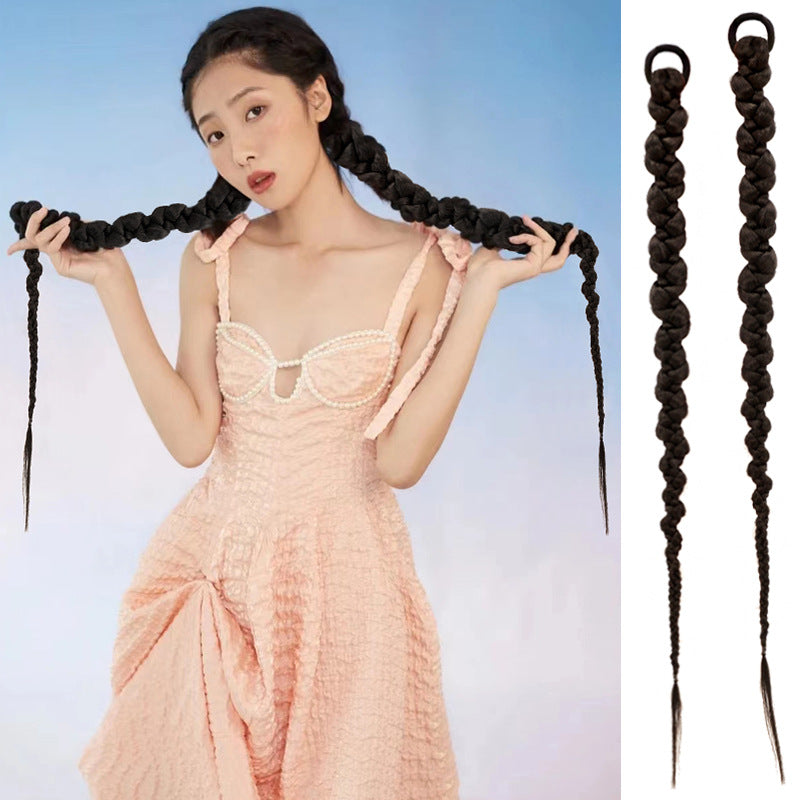 Synthetic Long Ponytail Hair Coolhair Wig African Dirty Braid Wig New Twisted Braid Single Double Ponytail Wig