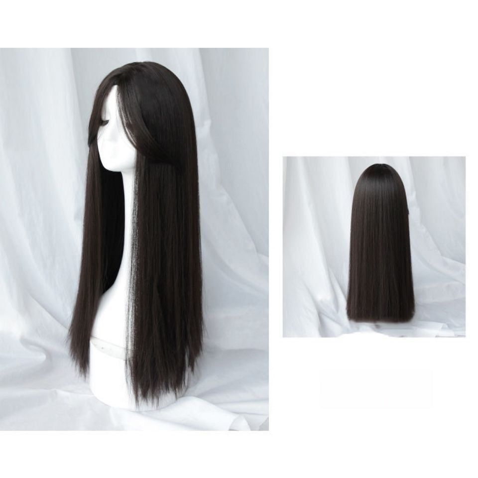 High Density Top Grade Coolhair Wig Half Hand Tied Natural Black Lace Front Machine Made Wigs for Women