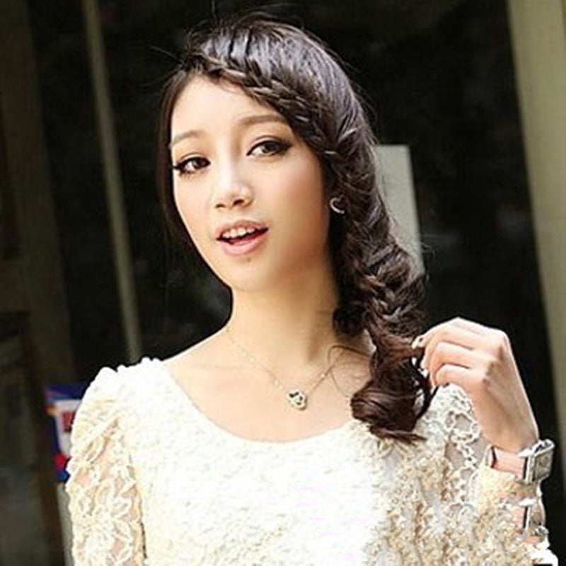 Wholesale Adjustable Braid Headband Hand Tied Breathable Wig Natural Hairline Fried Dough Twists Fishbone Braid Oblique Bangs