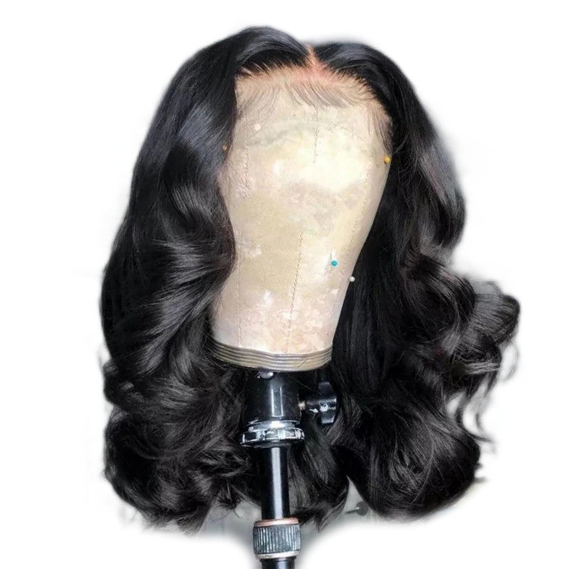 Body Wave Small Dark Brown High Temperature Fiber Frontal Wig Natural Coolhair 100% Density Customizable Packaging Beauty Salon