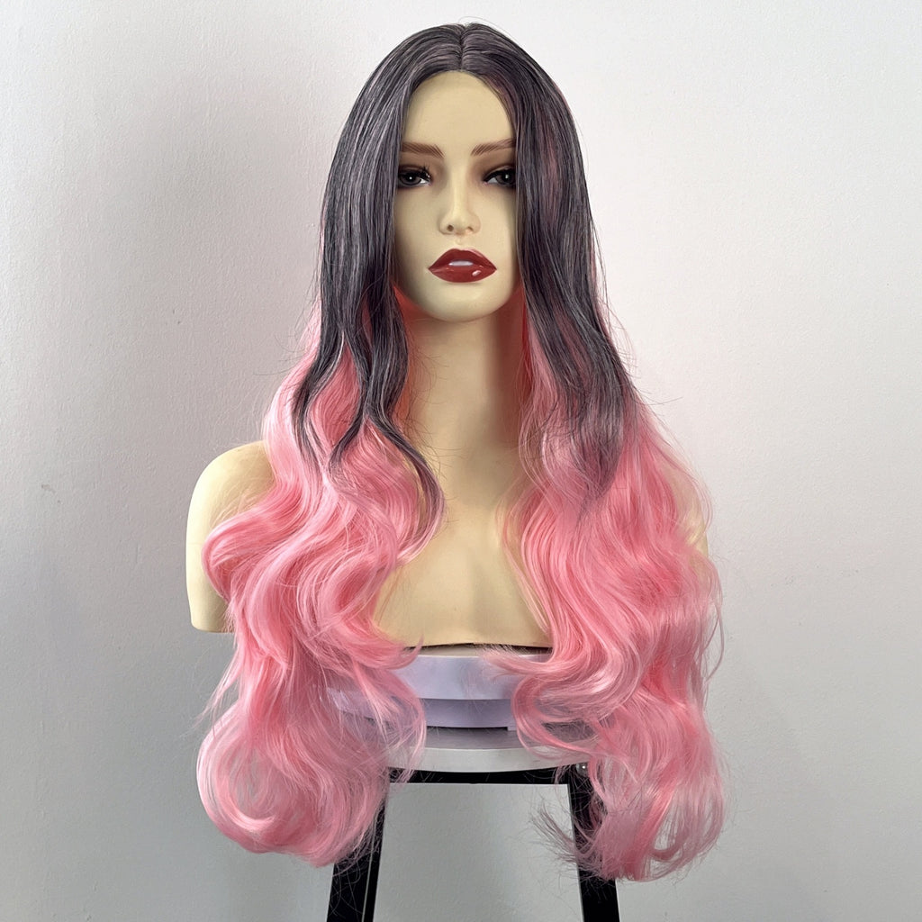 European American Body Wave Full Head Cover Women Breathable Wig 100% Density Natural Hairline Heat Resistant Gradient