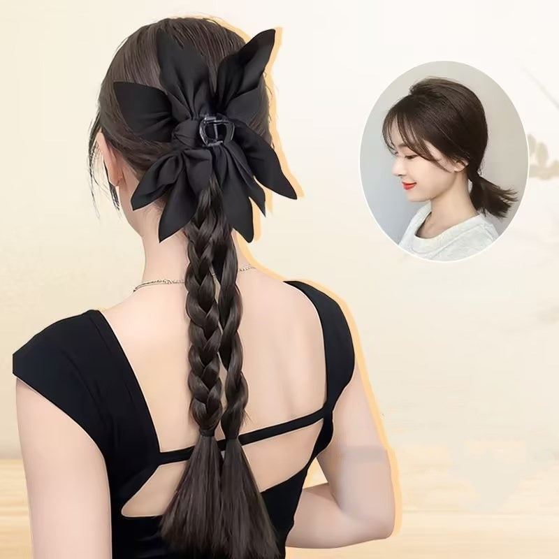 Coolhair Wig Tiktok New Design Wig Braid Hair Claw Clips Fashion Flower Twist Braid Hair High Ponytail Sweet Cool Hair Claw