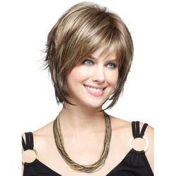 Coolhair Wig High Quality Heat Resistant Women Mechanism Synthetic Wig with Bang Layered Short Wig for Women